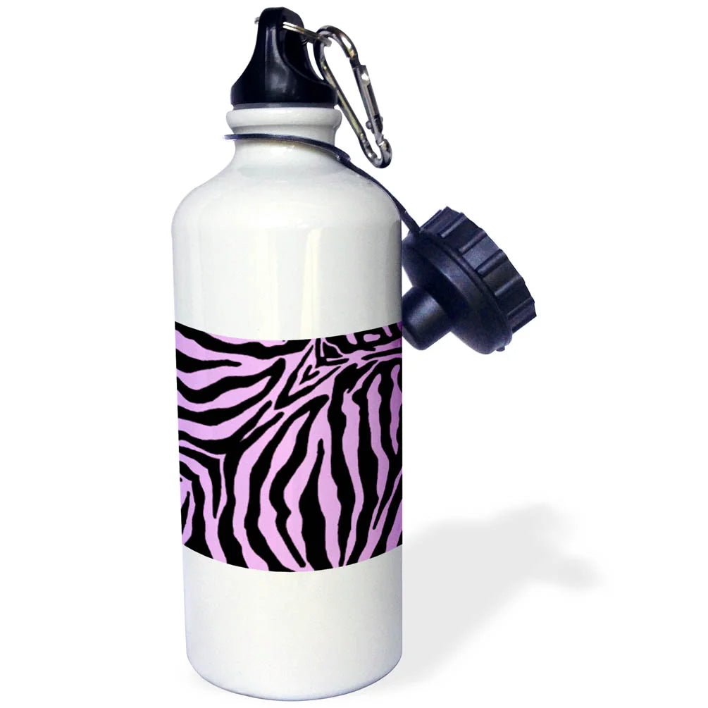 Pink and Black Zebra Print 21 oz Sports Water Bottle T9913