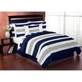 Navy Gray Stripe Bedding Set Twin 4pc E828