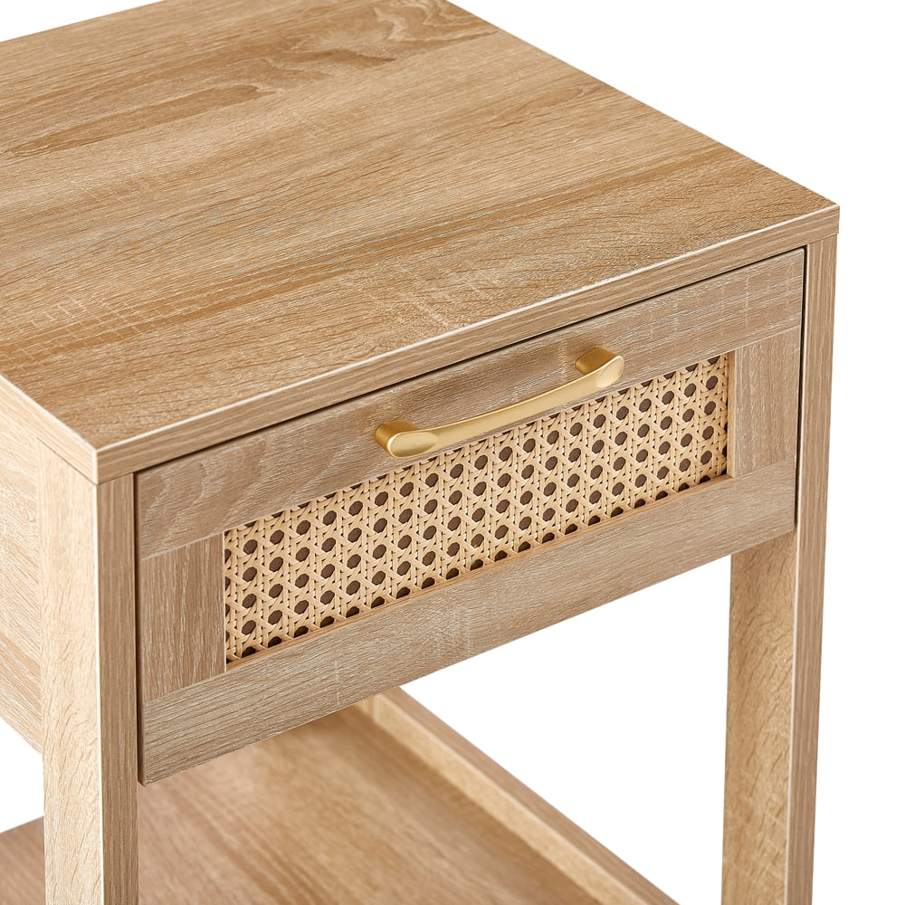 Rattan Nightstand with Drawer and Shelf C2527