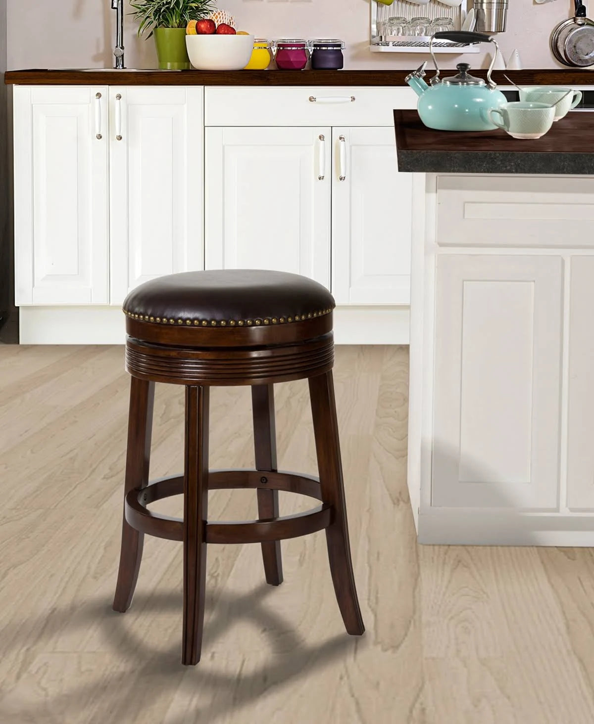 Cherry Backless Swivel Counter Stool K686