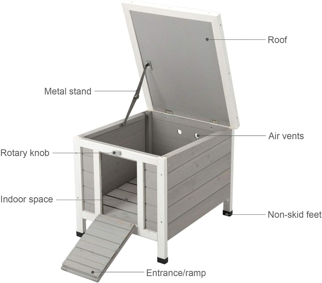 White Weatherproof Wooden Bunny Hutch Pet Cage N458
