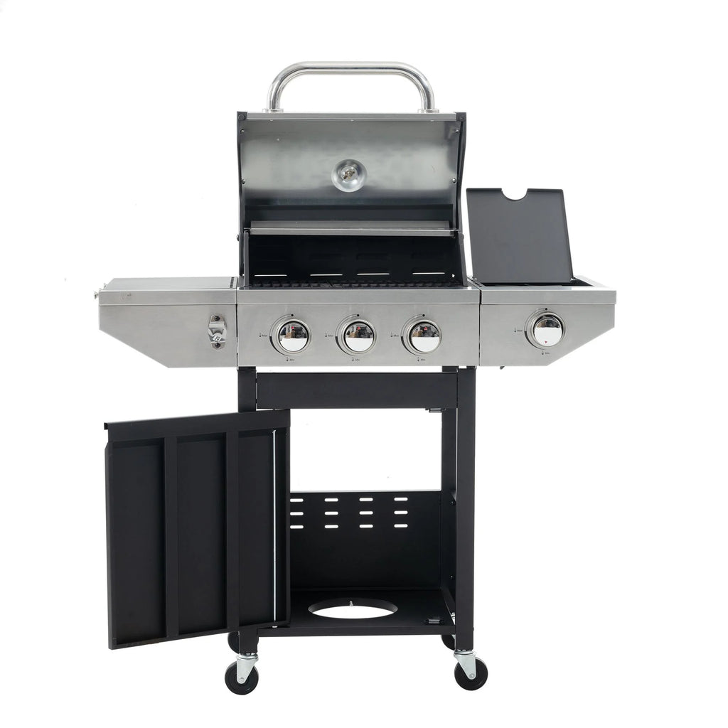 3 Burner Stainless Steel Propane Gas Grill with Side Burner R624