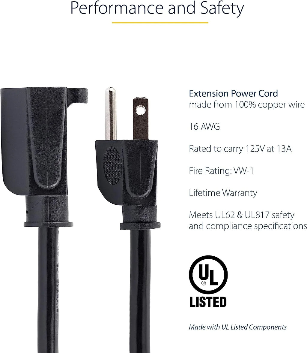 20 ft 16 AWG Power Extension Cord, NEMA 5-15R to NEMA 5-15P, 125V 13A SJT M512868