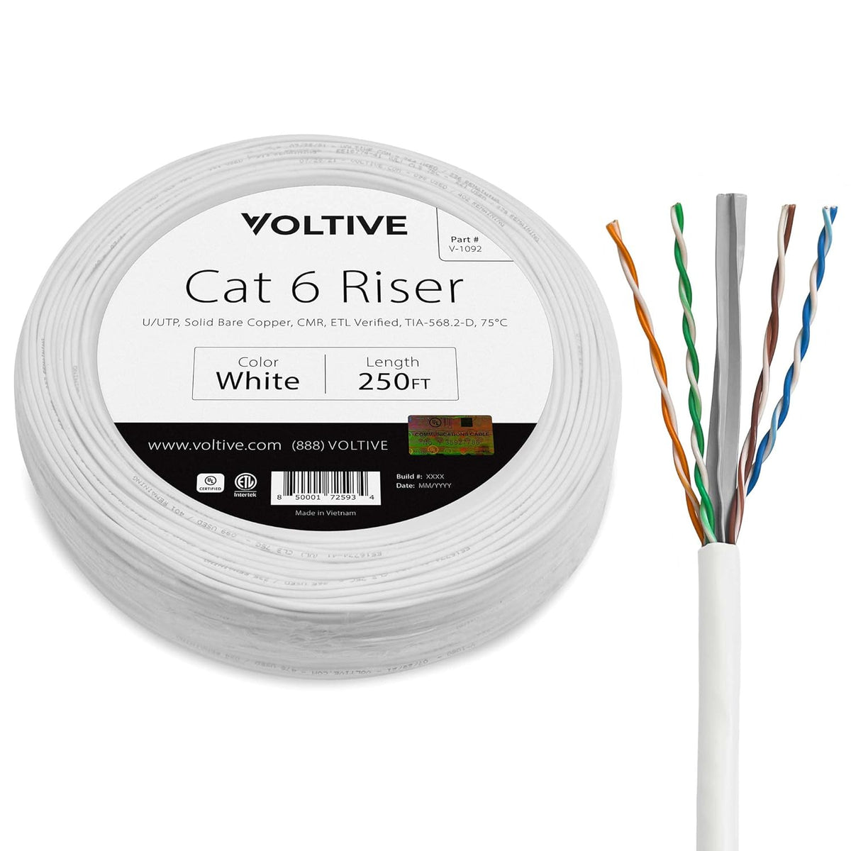 Blue 1000ft Solid Bare Copper Bulk Ethernet Cable A2751