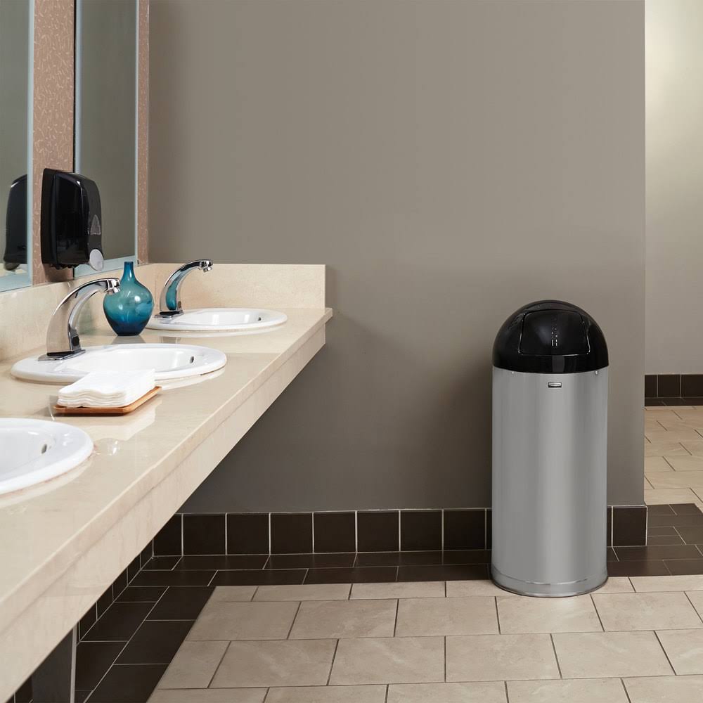15 gal Satin Stainless Dome Top Receptacle J94836