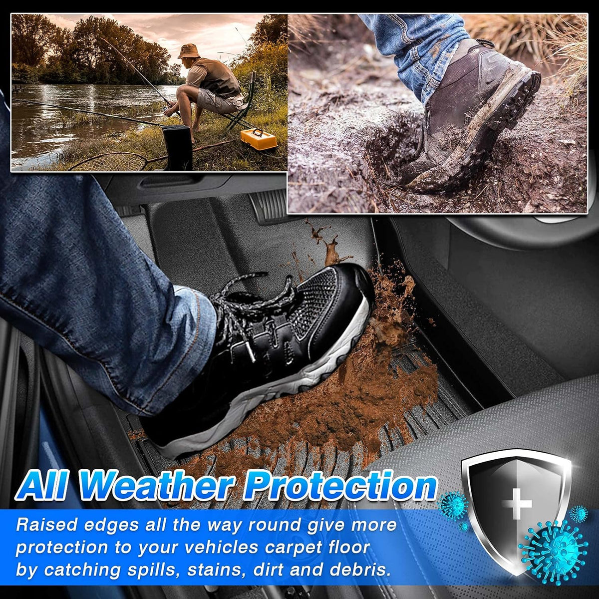 All Weather Floor Liners 3 Row with 2nd Bucket Seats I23694
