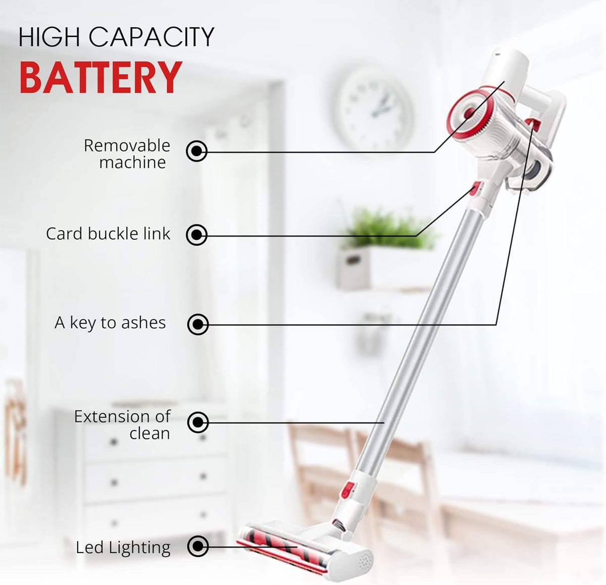 Cordless Stick Vacuum Cleaner 250W 20 KPA Handheld Stick Vacuum C3847