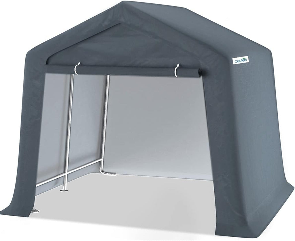 Gray 6x6 ft Portable Garage Shelter Outdoor Storage Shed Car Canopy Carport O869