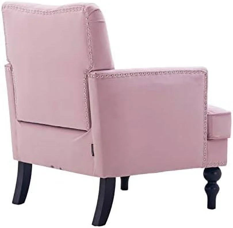 Tufted Velvet Club Chair with Wooden Legs E33902