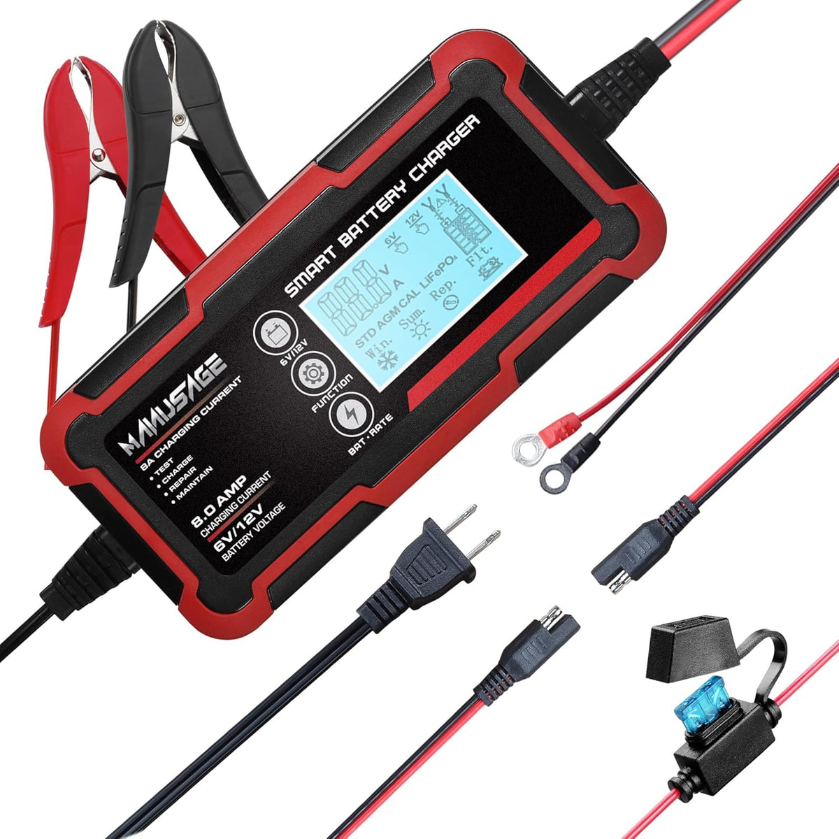 8-Amp 6V and 12V Portable Battery Charger Q474