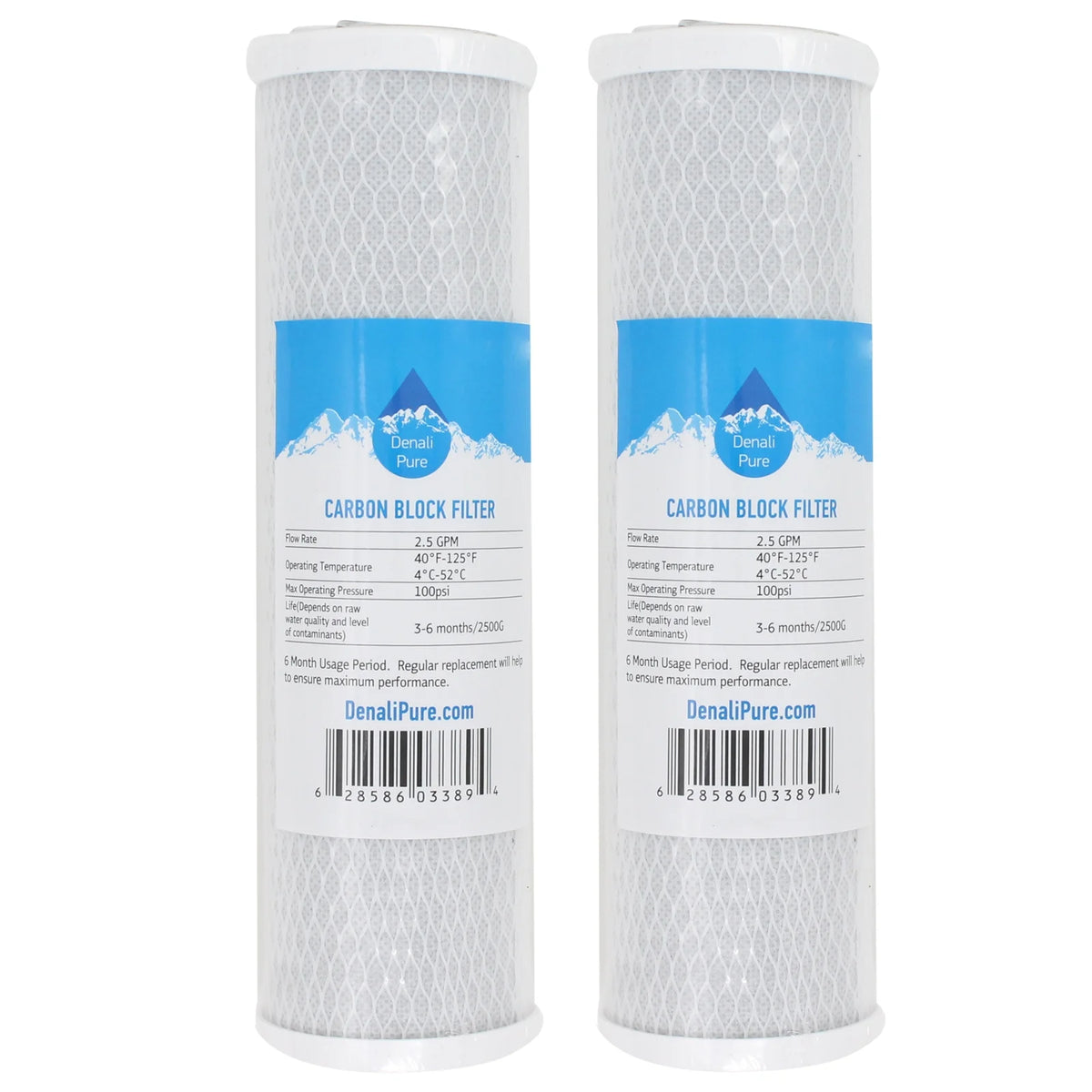 2-Pack Universal 10 inch Activated Carbon Block Filter G574
