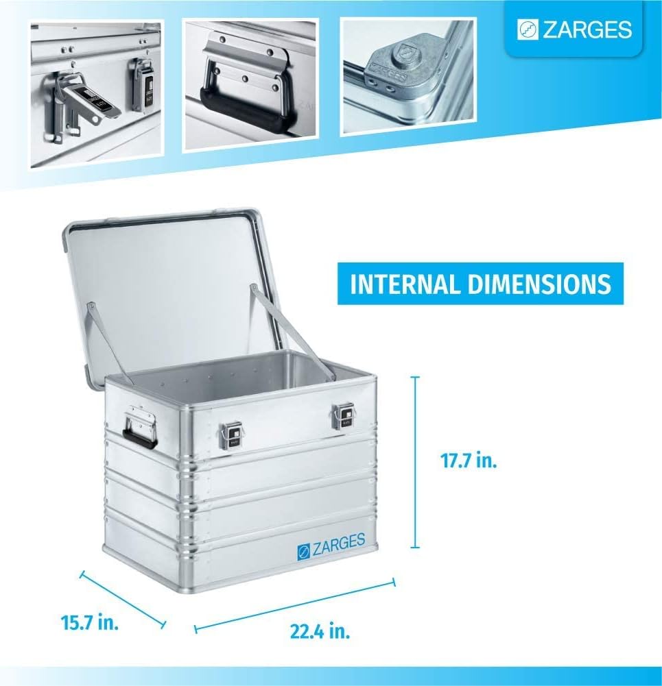 Aluminum Hard Protective Carrying Case, Stackable Storage, Lock Box (22.4 x 15.7 x 17.7 Inches) Y773