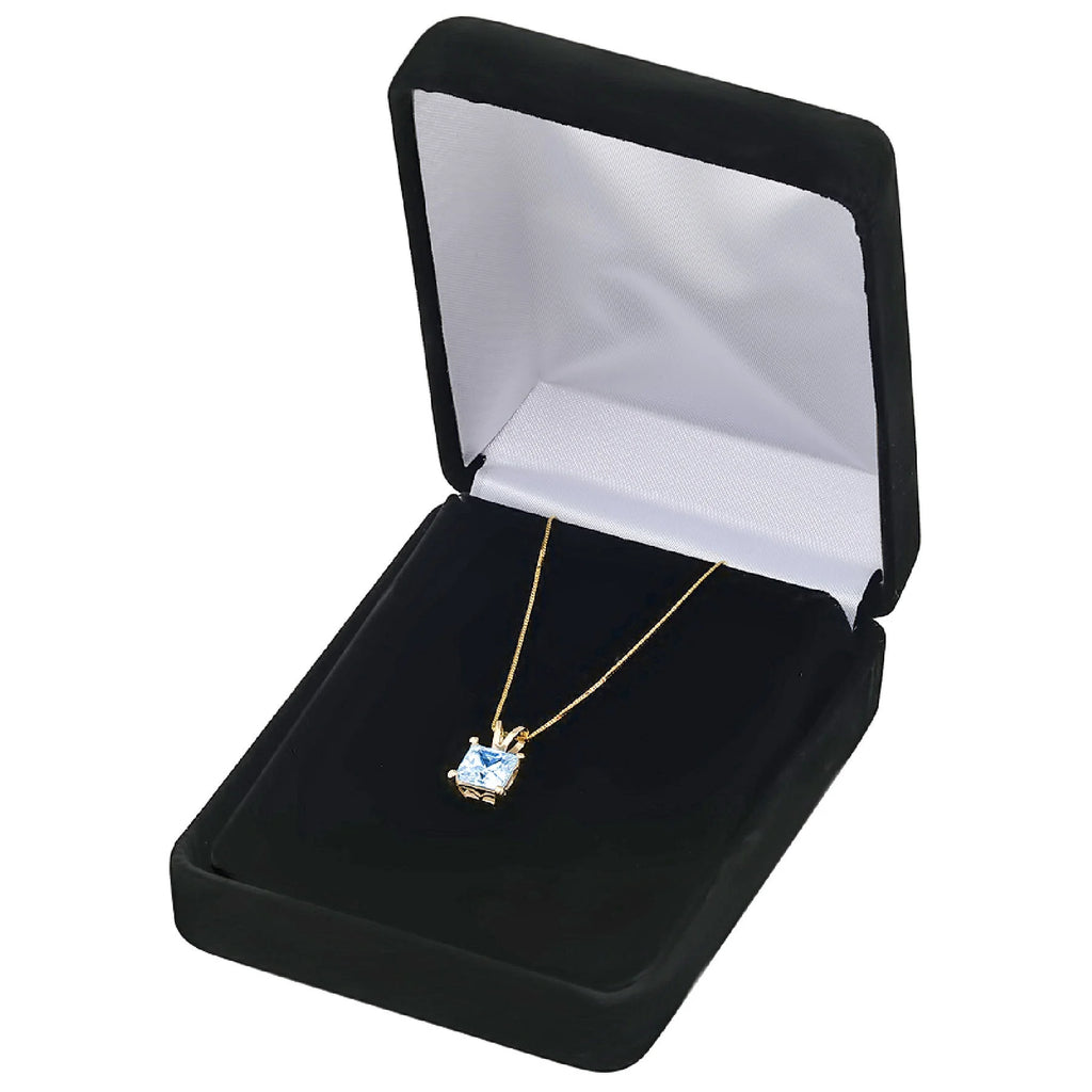 14k Yellow Gold Swiss Blue Topaz Pendant with Gold Chain G656593
