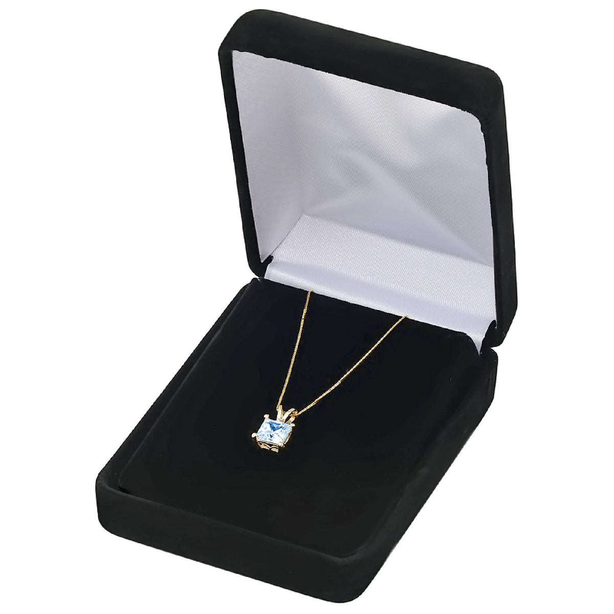 14k Yellow Gold Swiss Blue Topaz Pendant with Gold Chain G656593