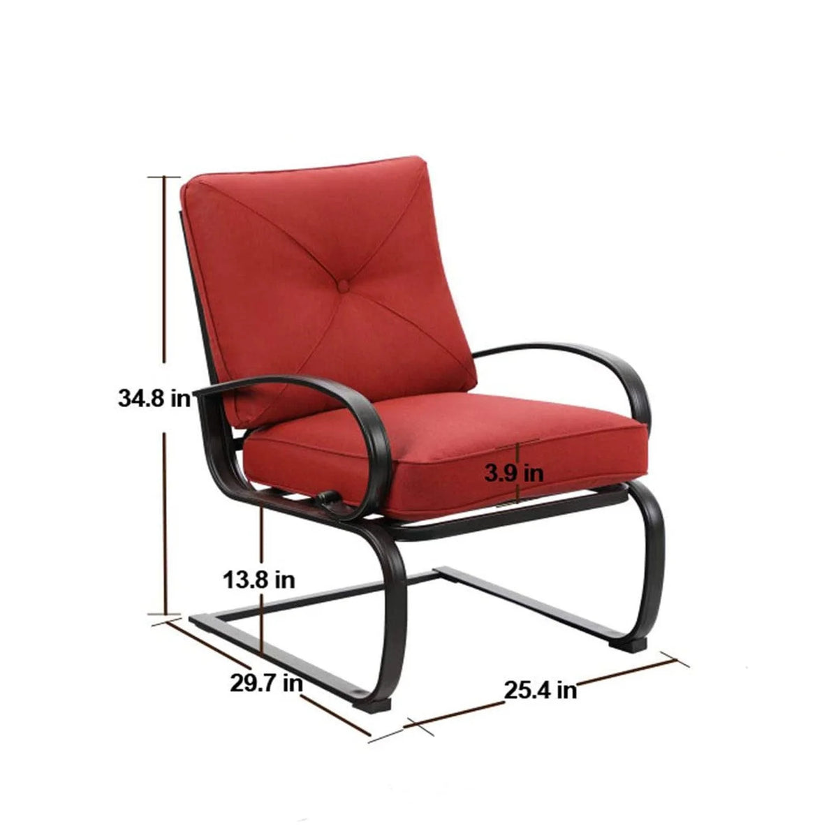 Black & Red 3-Piece Outdoor Patio Set with 2 Rocking Chairs and Bistro Table G411815