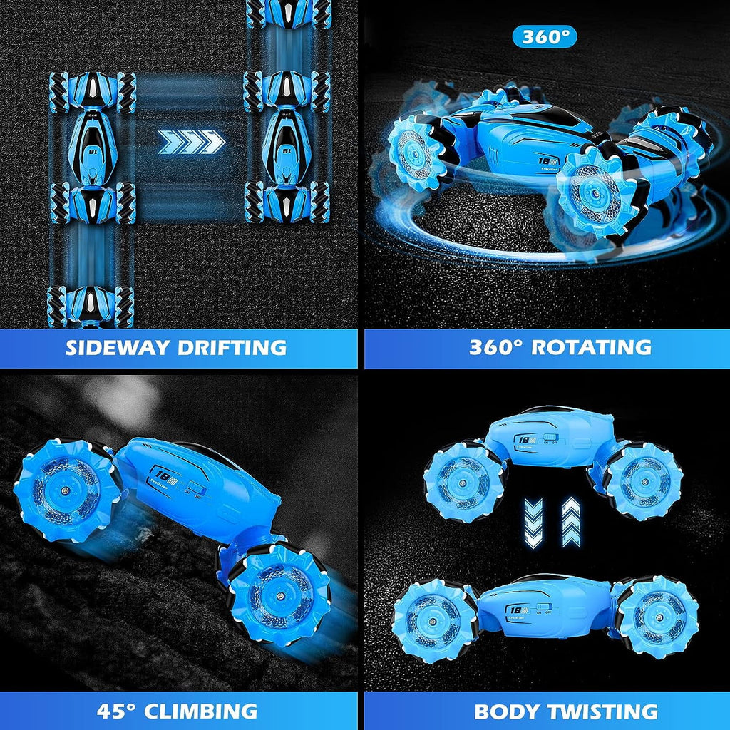 Blue 2.4Ghz Rechargeable RC Stunt Car Q3483