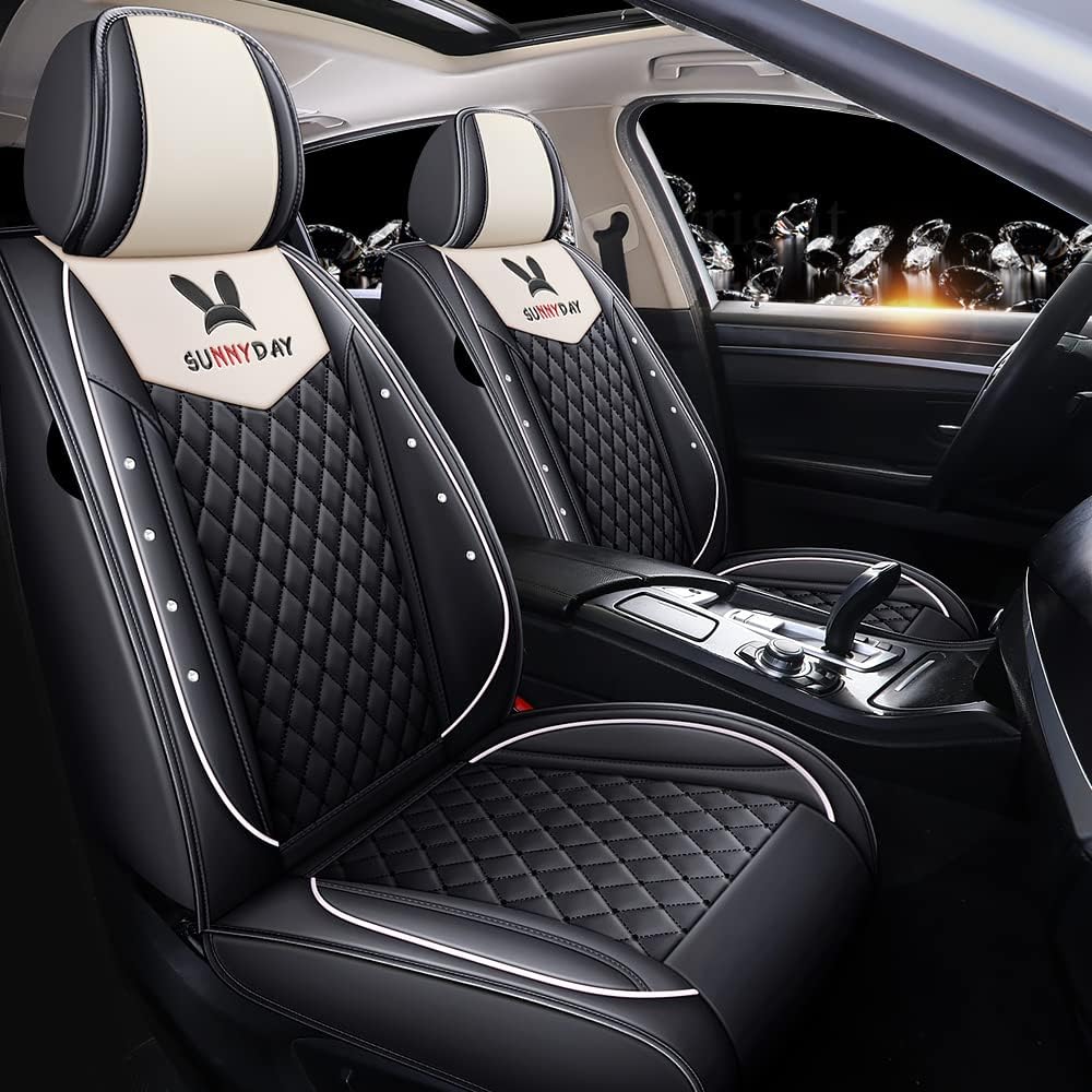 Black PU Leather 5 Seats Full Set Car Seat Covers H628537