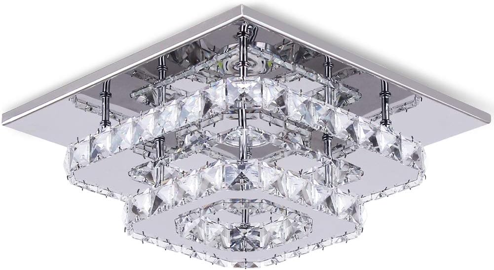 Mini Chandelier LED Crystal Ceiling Light 2 Layers Round Flush Mount Multicolor N6452