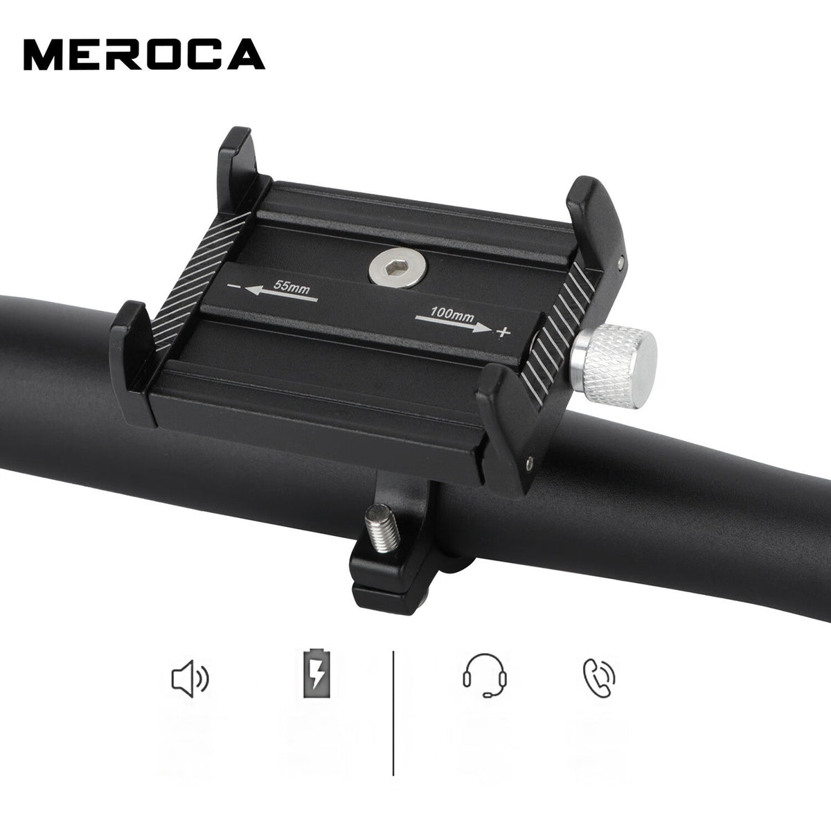 Black Metal Mobile Phone Holder for Motorcycle Scooter S146640