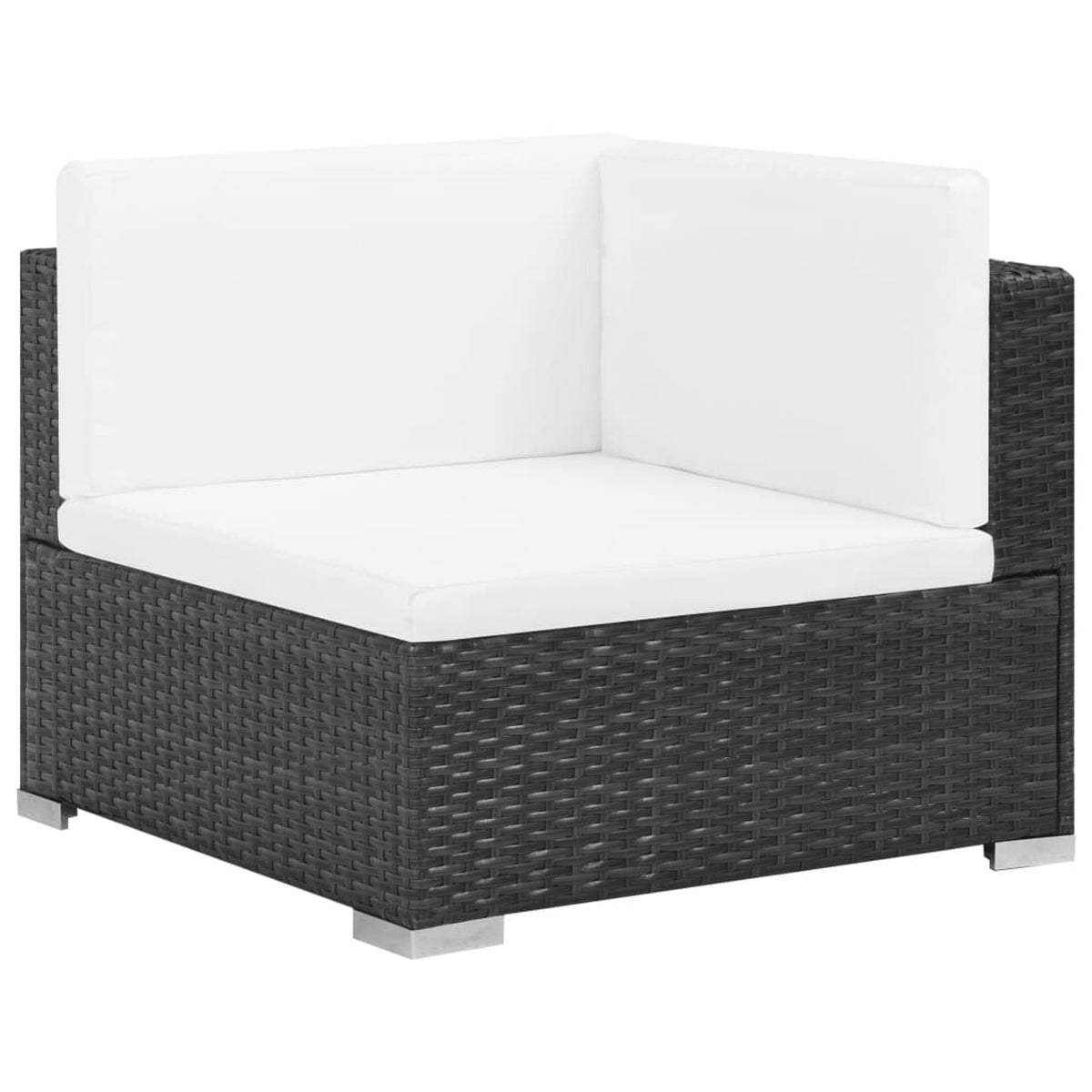6 Piece White Cushioned Poly Rattan Patio Conversation Set with Coffee Table O909