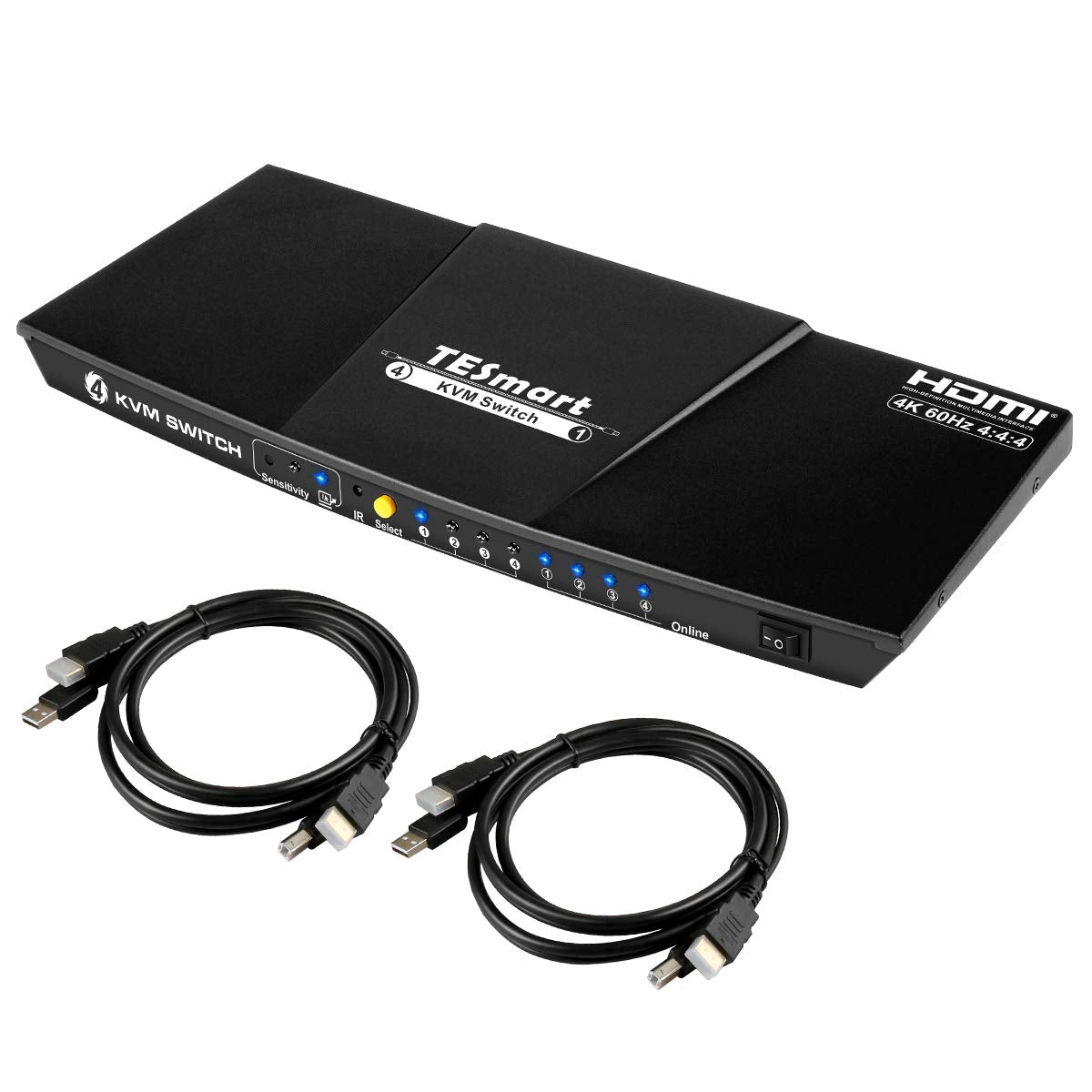 4 Port HDMI KVM Switch with Audio Output, 4K 60Hz, Includes 2 Cables K256999