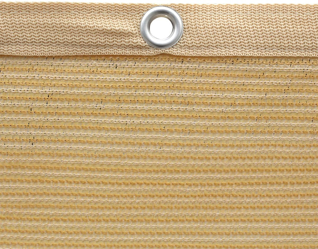 90% Shade Fabric Sun Shade Cloth Taped Edge with Grommets 12’ x 20’, Wheat J63702