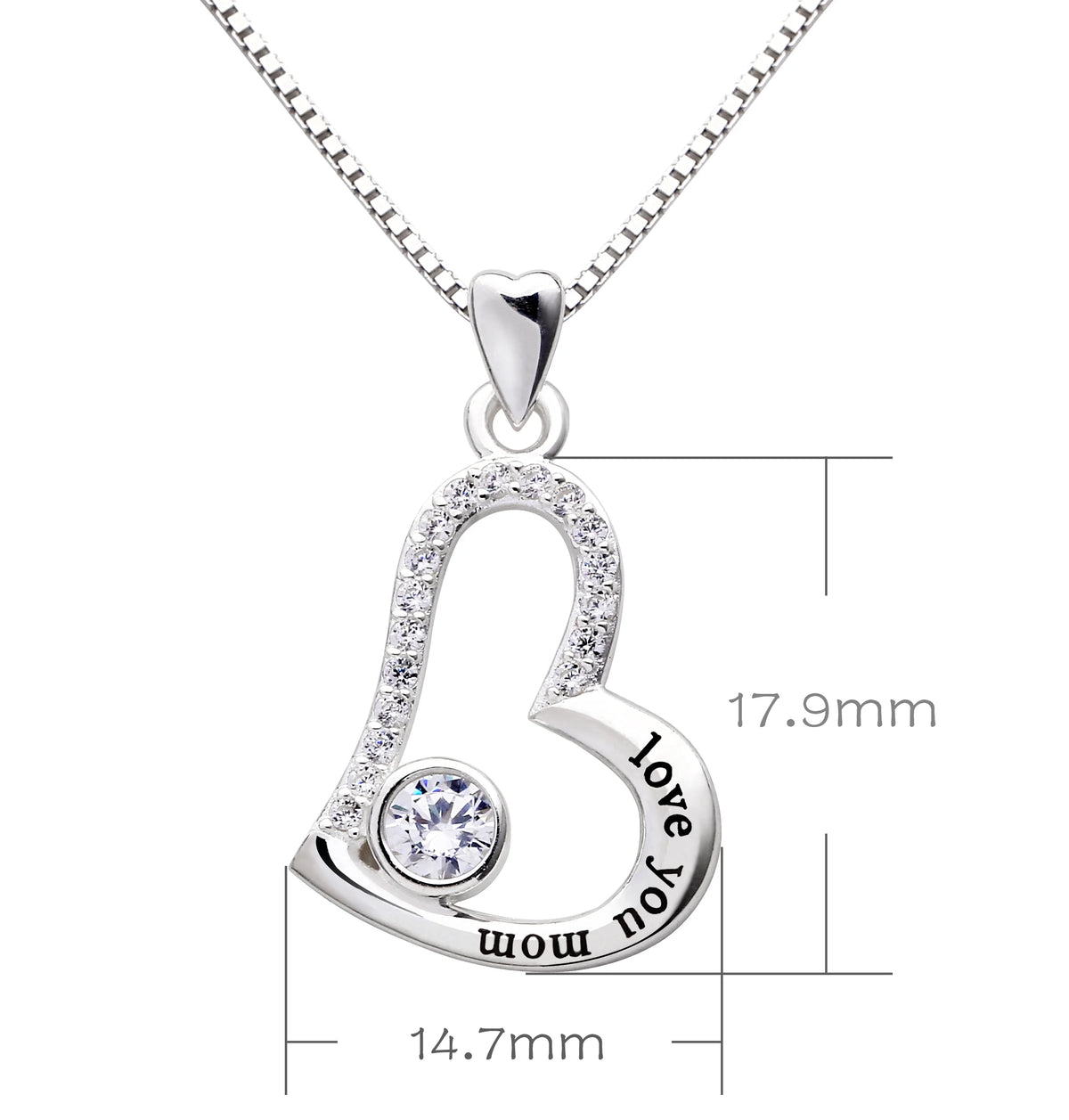 Sterling Silver Cubic Zirconia Mother Pendant Necklace K5951