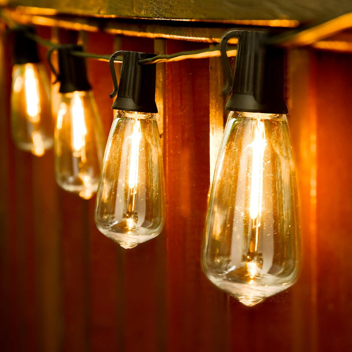 60FT 2 Pack Outdoor String Lights LED Patio Lights Waterproof with 32 Large Vintage Bulbs B73513