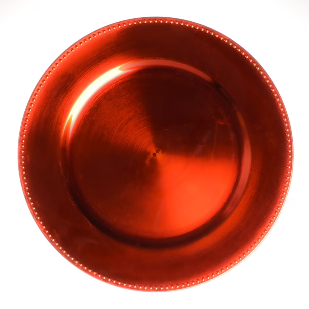 Beaded Charger Plate 13" Orange Set of 12 R237