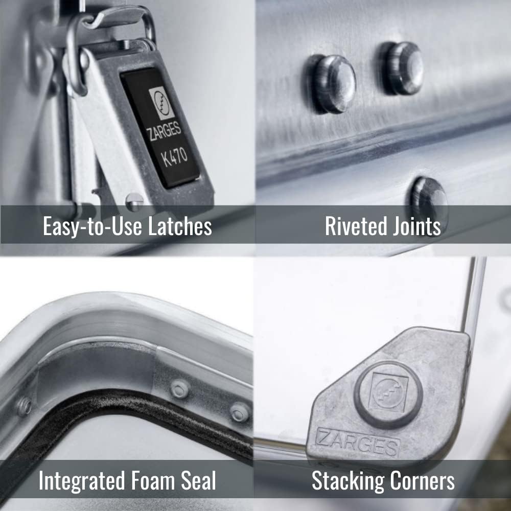 Aluminum Hard Protective Carrying Case, Stackable Storage, Lock Box (22.4 x 15.7 x 17.7 Inches) Y773