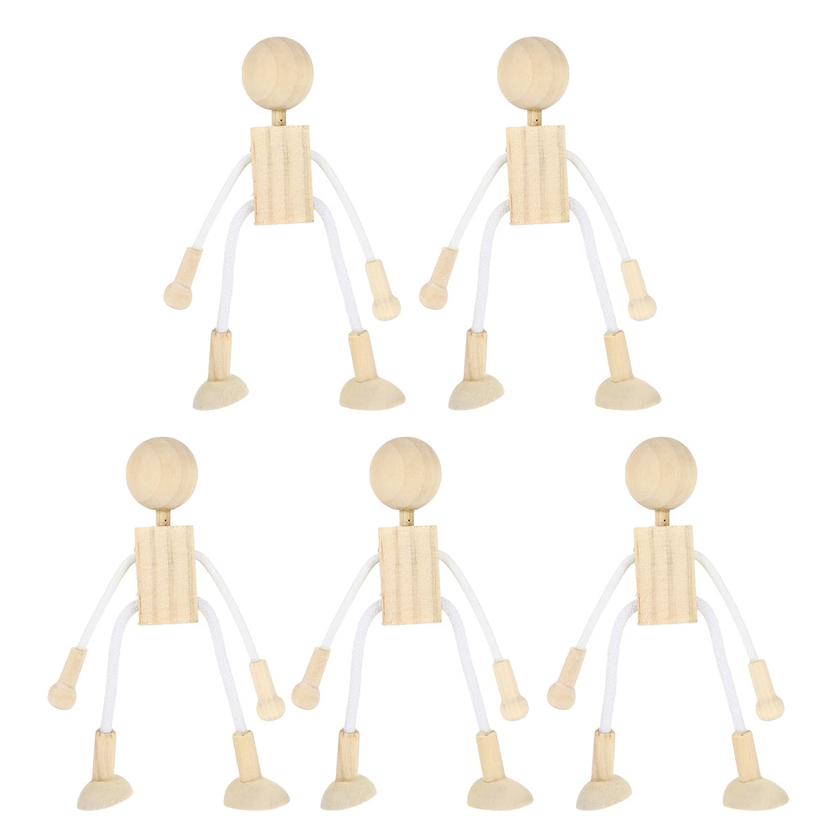 5pcs Unfinished Wooden Dolls for Arts and Crafts D4531