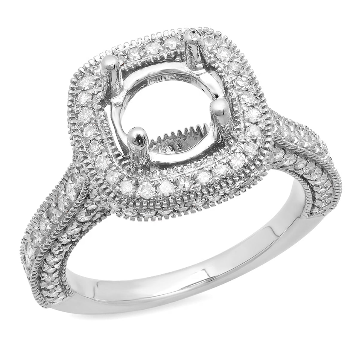 0.90 Carat 10K White Gold Round White Diamond Semi Mount Engagement Ring C679667