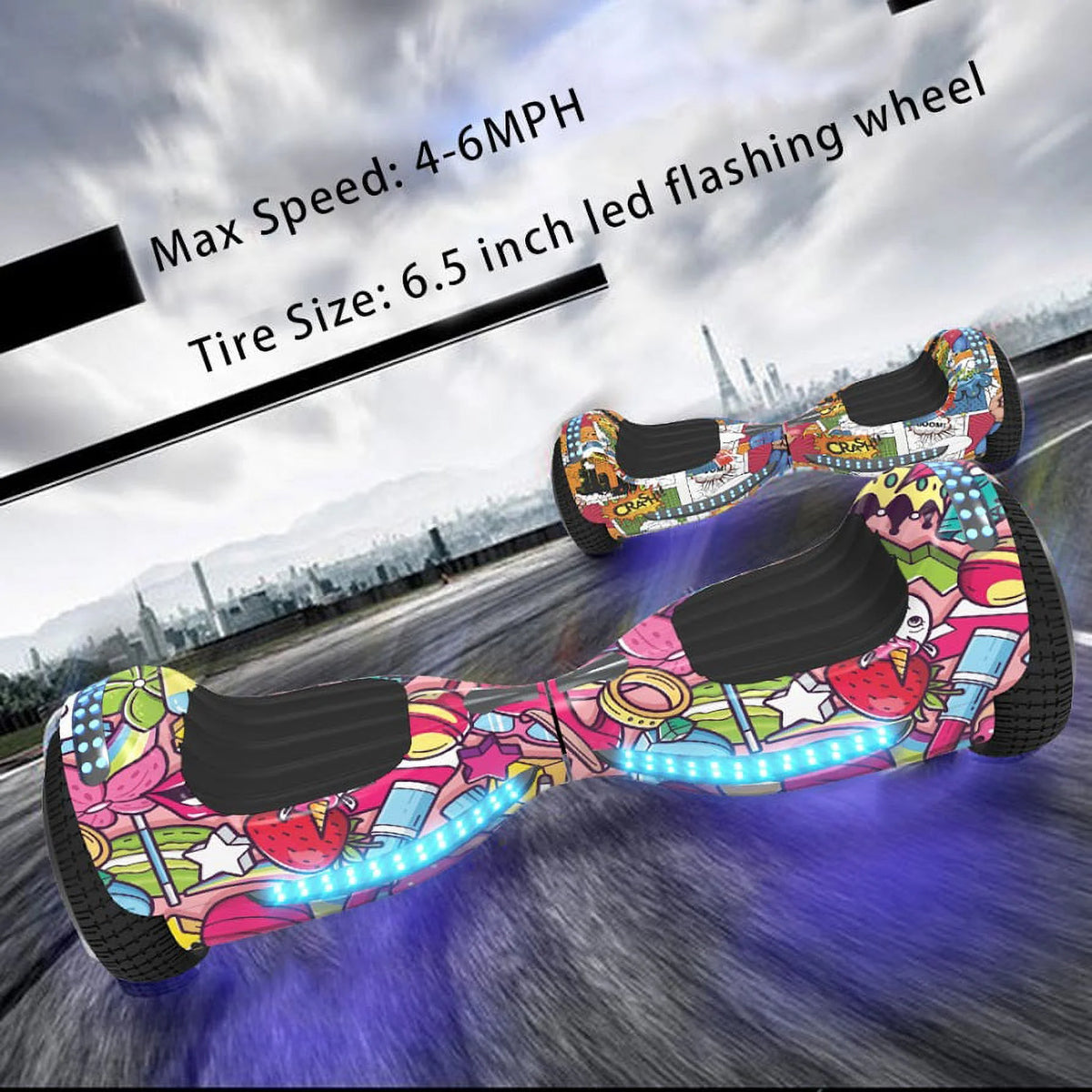 Unicorn Hoverboard Electric Scooter with Bluetooth Speaker and LED Light R353869