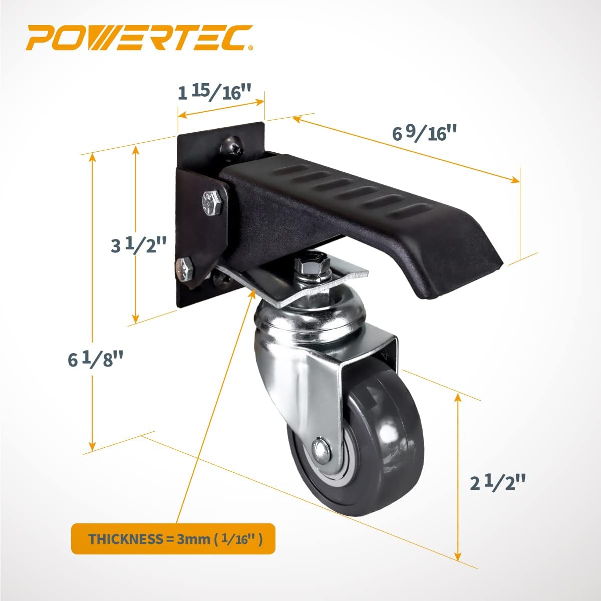 Black Workbench Casters with Quick-Release Plates, Pack of 2 U491