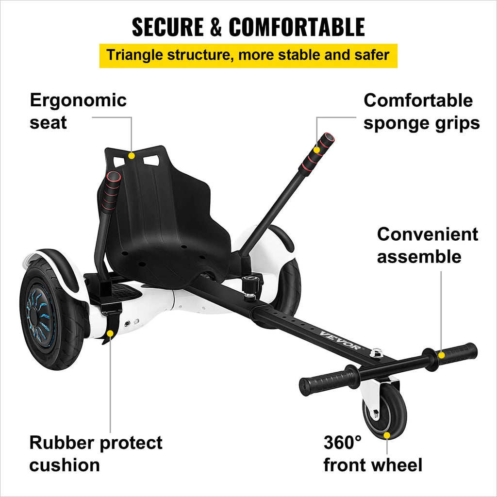 Hoverboard Go Kart Seat Attachment for 6.5" 8" 10" Self Balancing Scooter V78172
