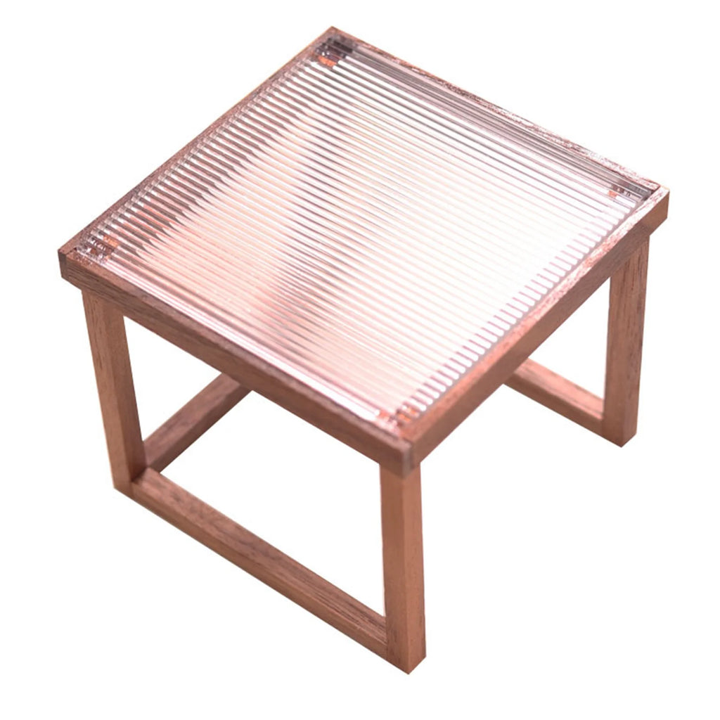 Mini Table Acrylic Black Walnut Wood for 1/12 Doll House Y144