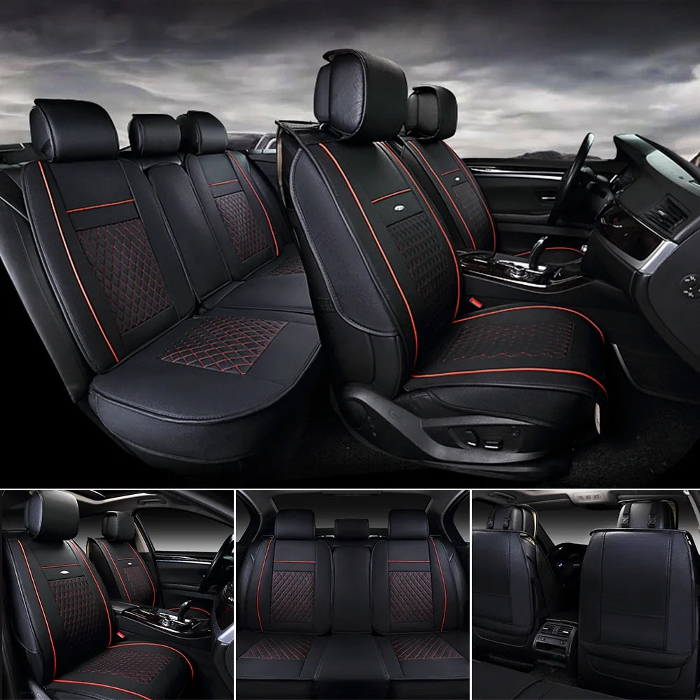 Leather Car Seat Cover Full Set Front Rear Z676