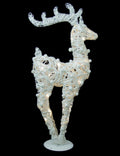 36x22 Battery Operated White and Silver Glittered LED Lighted Reindeer Christmas Decoration J72869