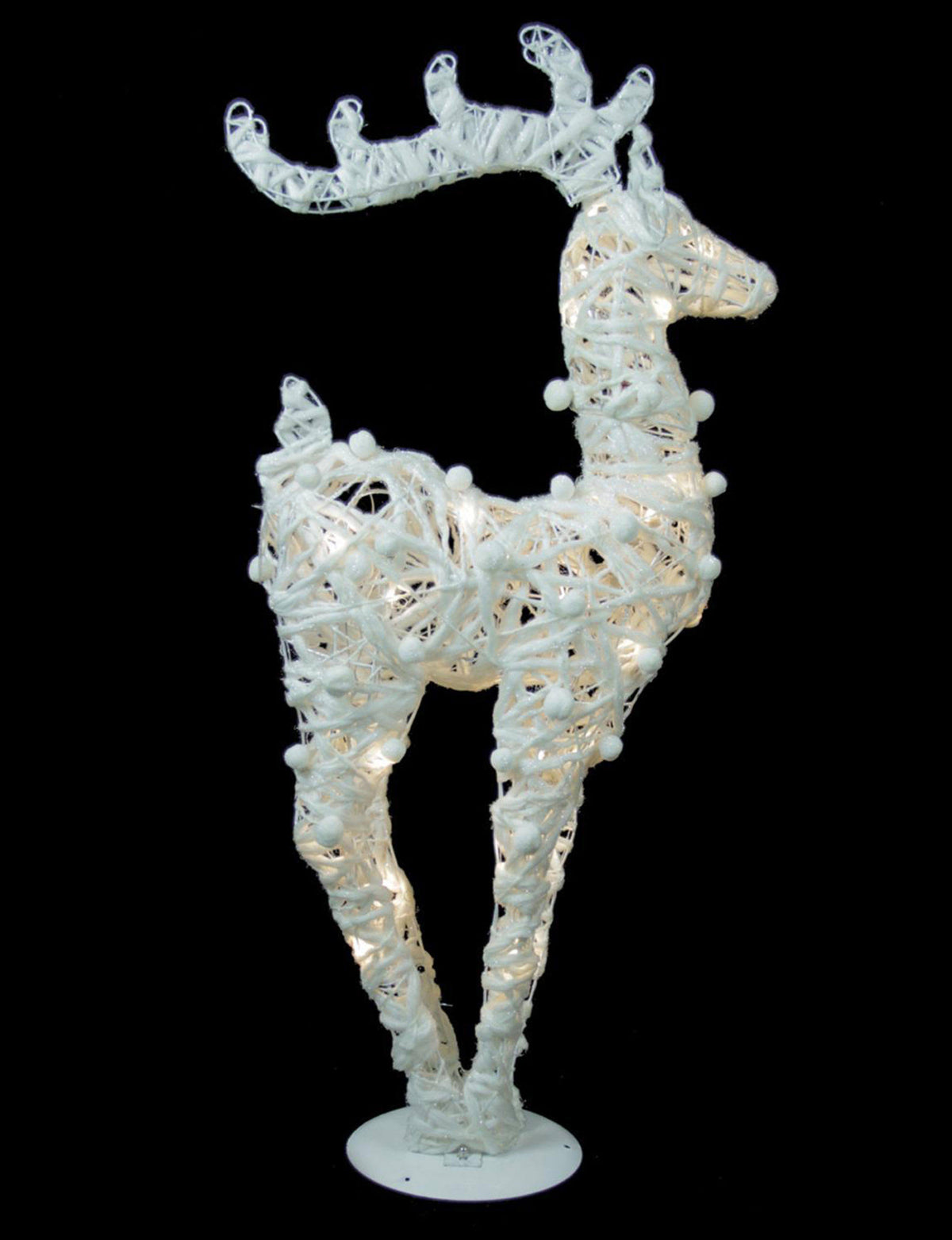 36x22 Battery Operated White and Silver Glittered LED Lighted Reindeer Christmas Decoration J72869