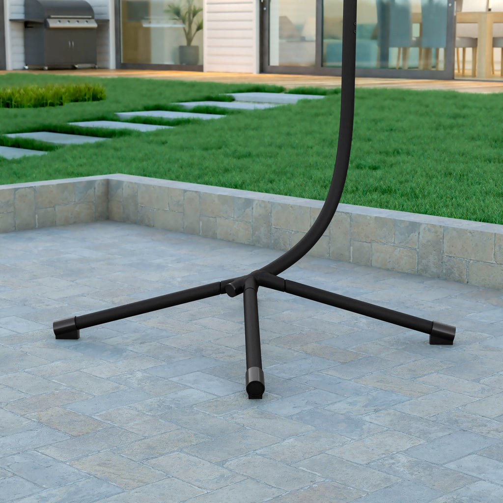 Black Powder Coated Steel Hanging Hammock Chair C-Stand with Spring Hook A949