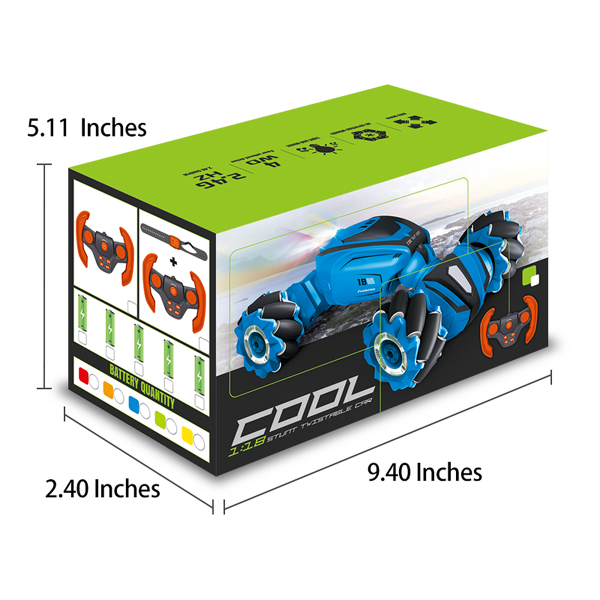 Blue 2.4Ghz Rechargeable RC Stunt Car Q3483