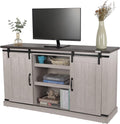 Farmhouse TV Stand with Double Sliding Barn Door Storage Cabinet W86250
