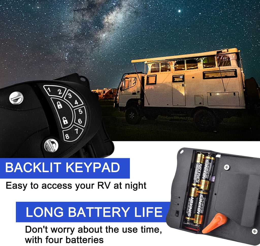 RV Keyless Entry Door Lock with Backlit Keypad and 2 Key Fobs K7828