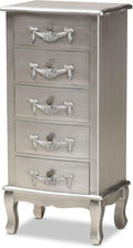 Brushed Silver Finished Wood 5-Drawer Chest X8322