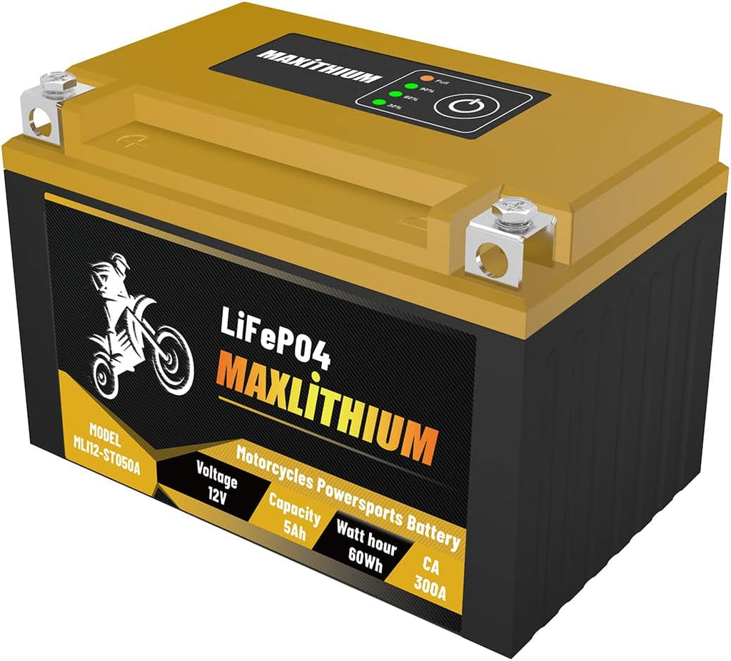 12V 5Ah 300A Lithium Powersports Battery with Battery State-of-charge Indicator R669
