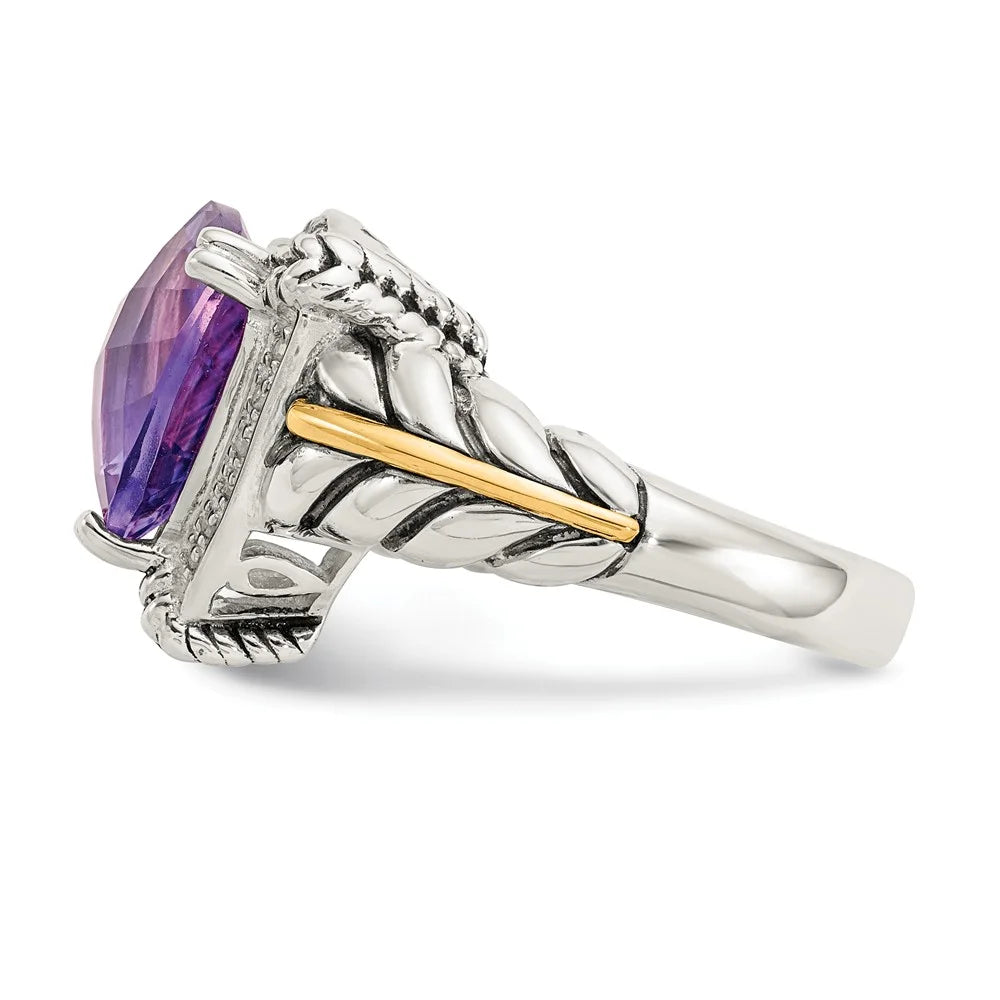 925 Sterling Silver Amethyst and Diamond Ring Size 8 B88339