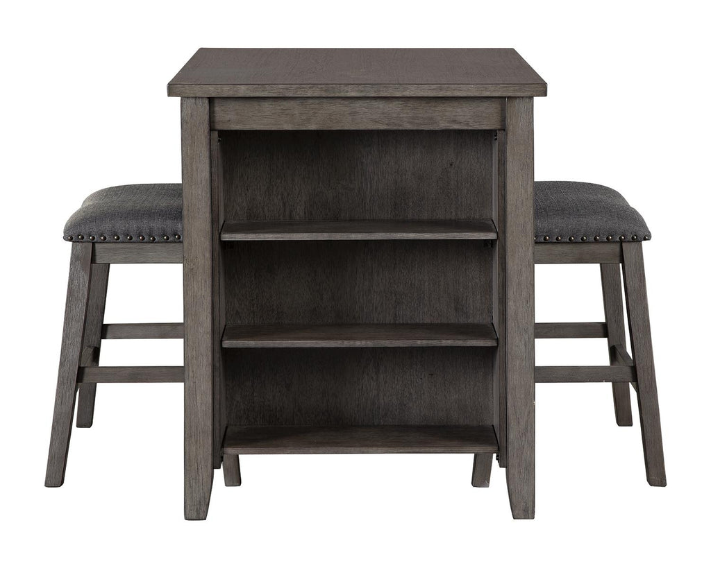Counter Height Dining Table and Bar Stools Set of 3 Gray K2988