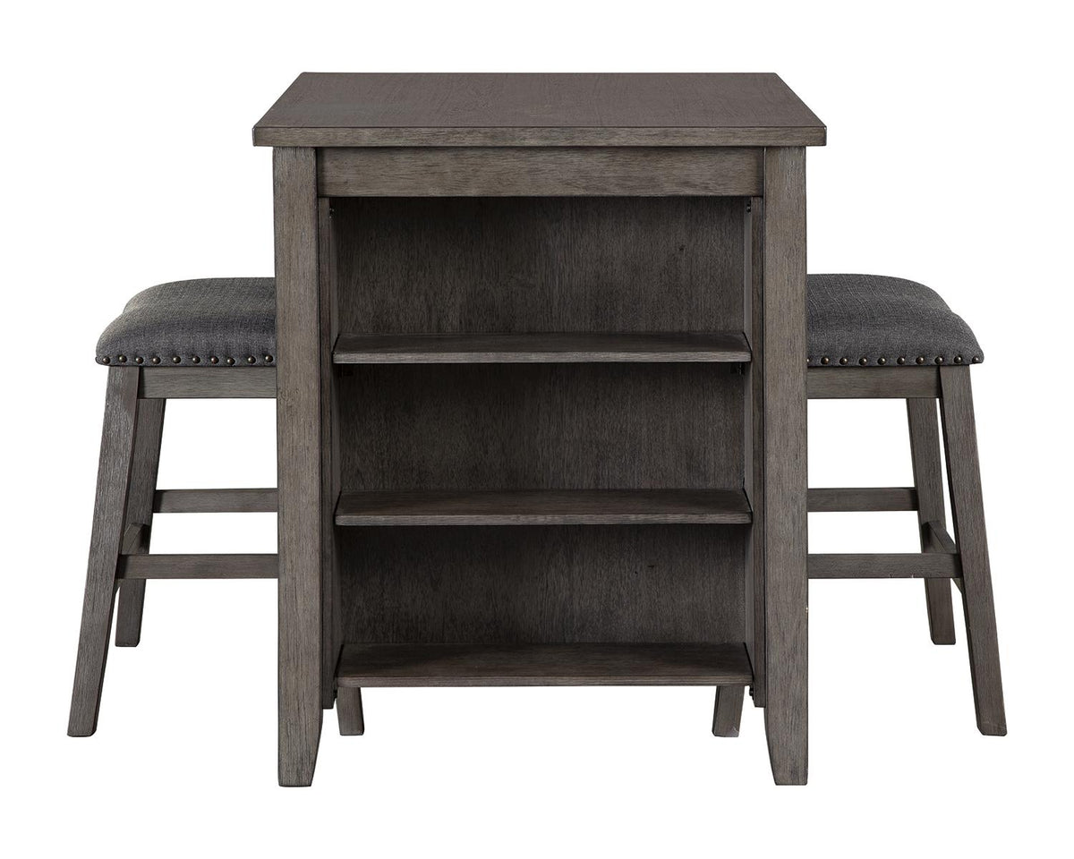 Counter Height Dining Table and Bar Stools Set of 3 Gray K2988