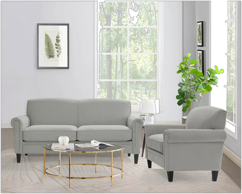 Gray Upholstered Rolled Arm Accent Armchair H42992