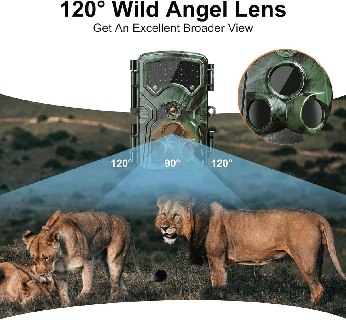 48MP 4K 3 Lens Infrared Night Vision Waterproof Trail Camera F5075
